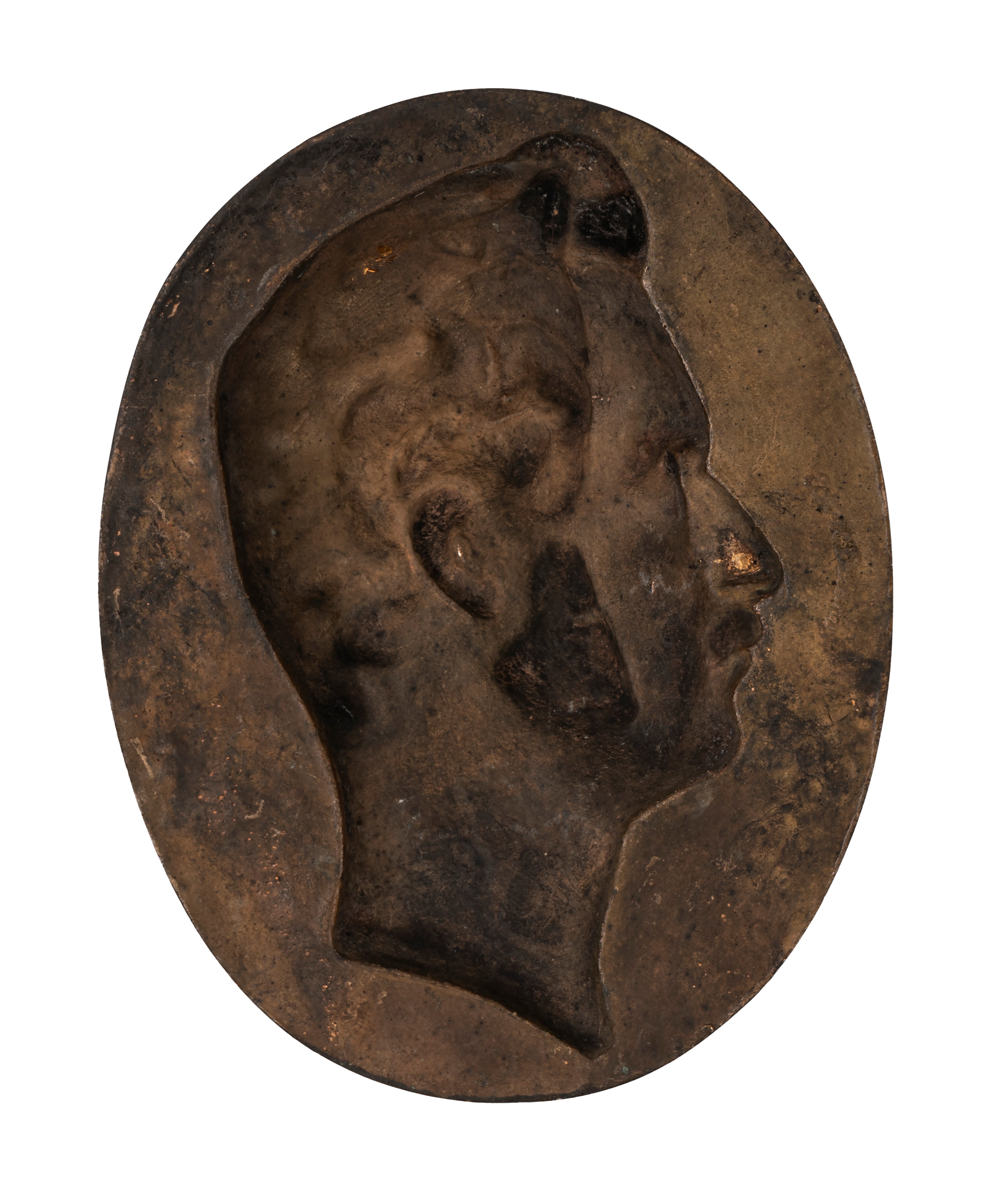 Scuola Italiana, Secolo XIX - Bassorilievo in Bronzo Raffigurante Ritratto di Uomo di Profilo, Se...