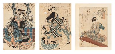 Keisai, Tre incisioni, Giappone, periodo Meiji (1868-1912)
