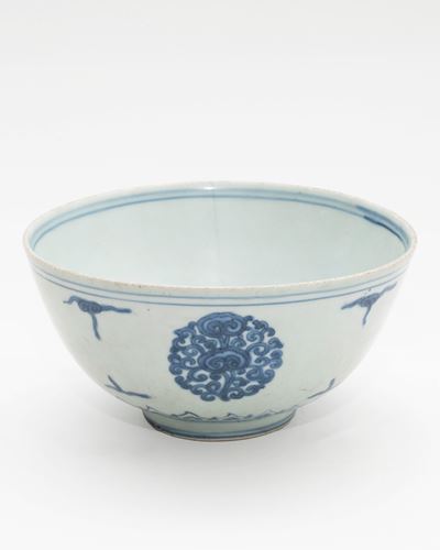Ciotola in Porcellana Bianca e Blu, Cina Dinastia Qing (1644-1912)