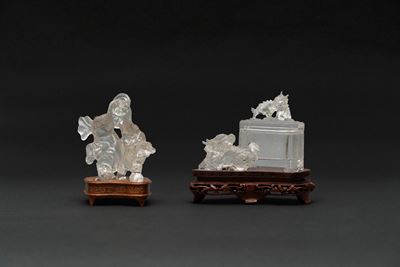 Due Piccole Sculture in Cristallo di Rocca, Cina Secolo XX