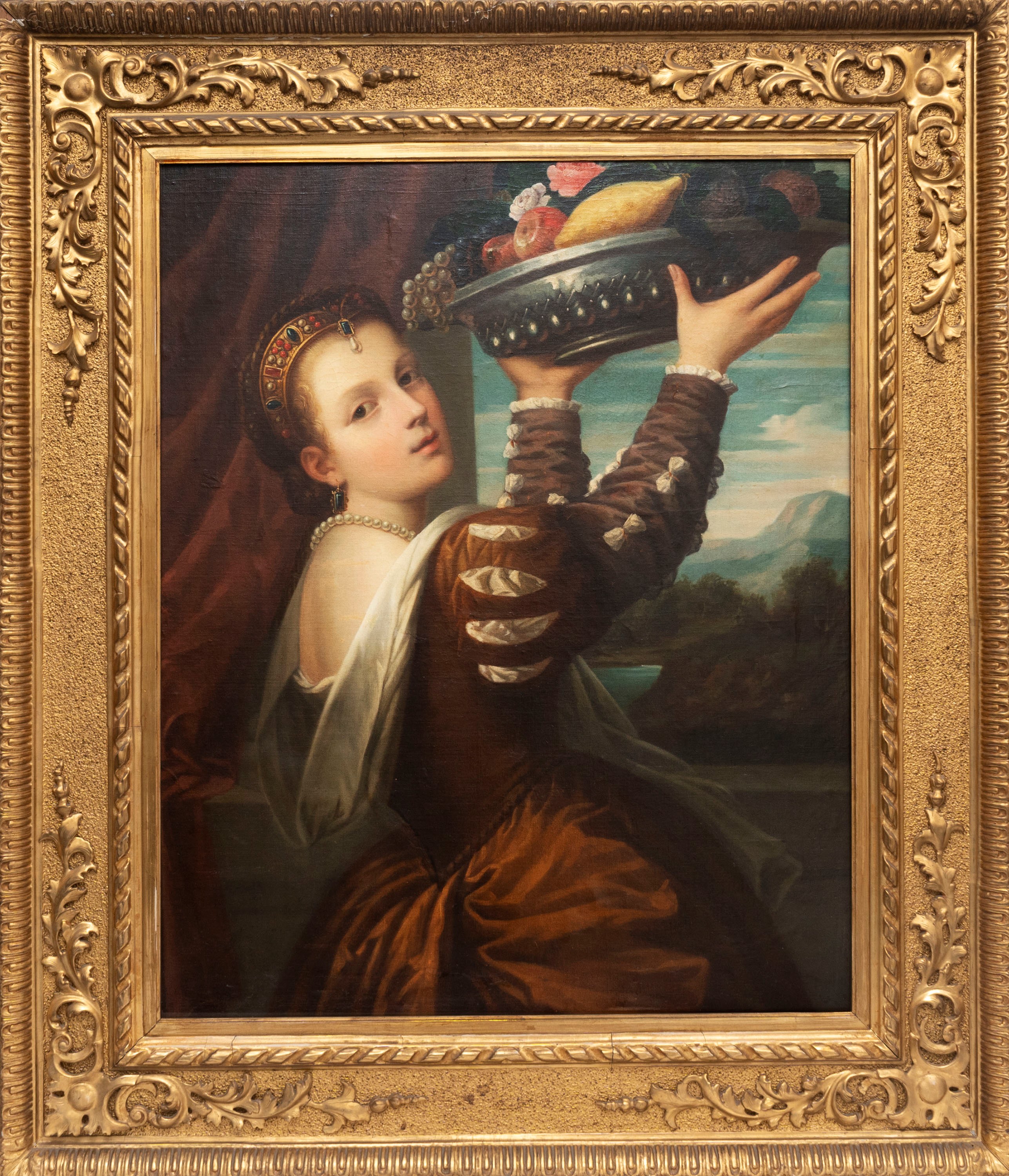 Imitatore di Tiziano - Fanciulla con Canestra di Frutta