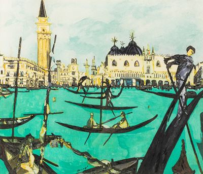 Venezia (litografia con intervento pittorico)
