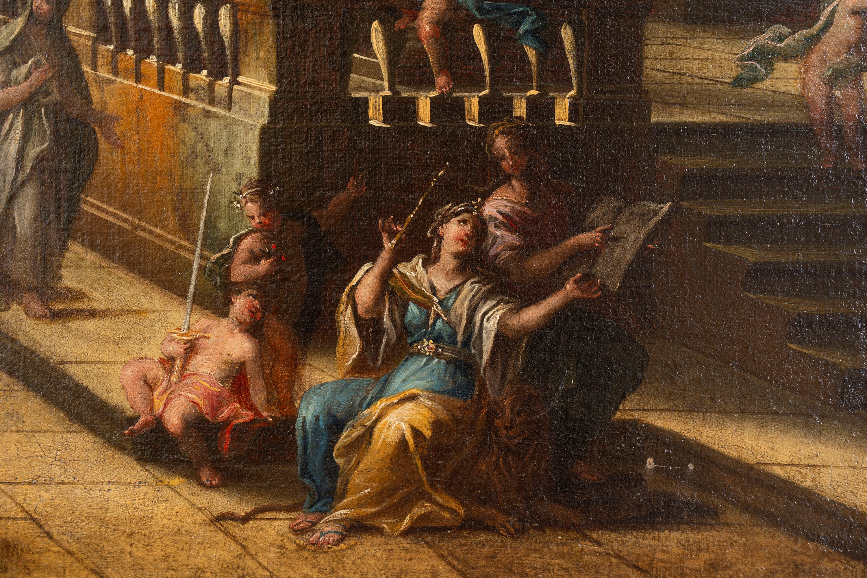 Scuola Bolognese, Secolo XVIII - Autore sconosciuto, Due capricci architettonici con figure, copp...