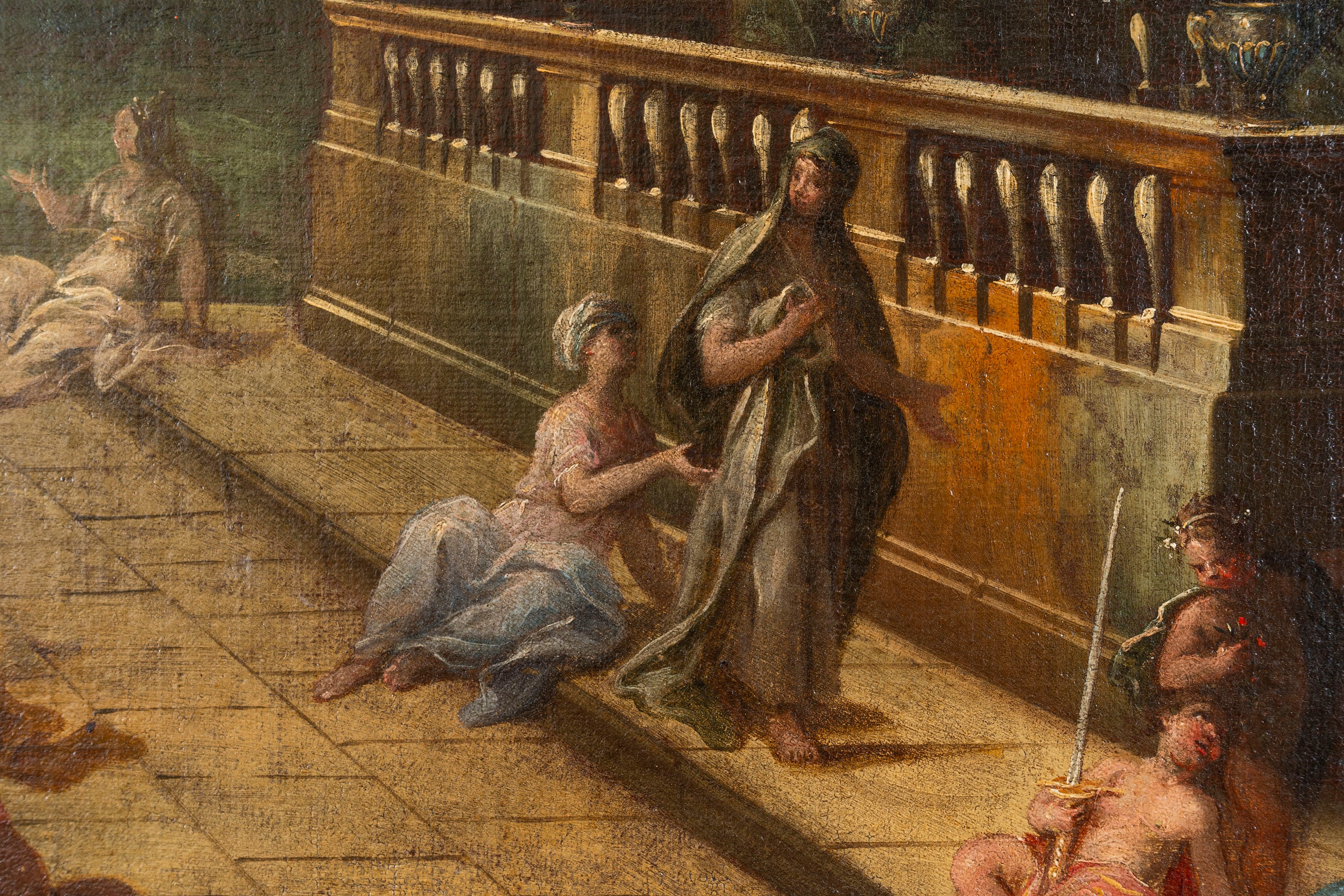 Scuola Bolognese, Secolo XVIII - Autore sconosciuto, Due capricci architettonici con figure, copp...