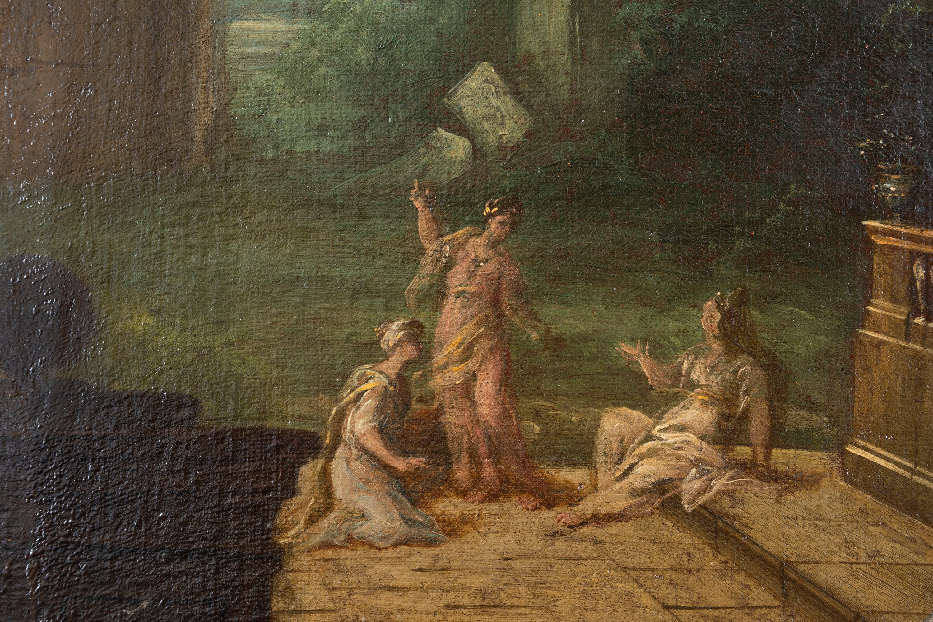 Scuola Bolognese, Secolo XVIII - Autore sconosciuto, Due capricci architettonici con figure, copp...