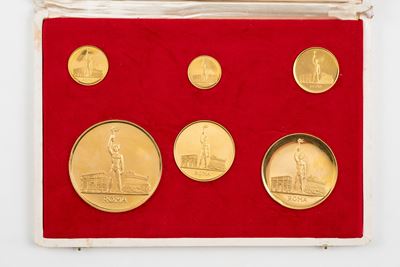 Serie di 6 medaglie commemorative in oro 900/1000, Giochi Olimpici di Roma 1960