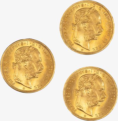 Franz Joseph I, 8 Fiorini, 1892, Riconio in oro