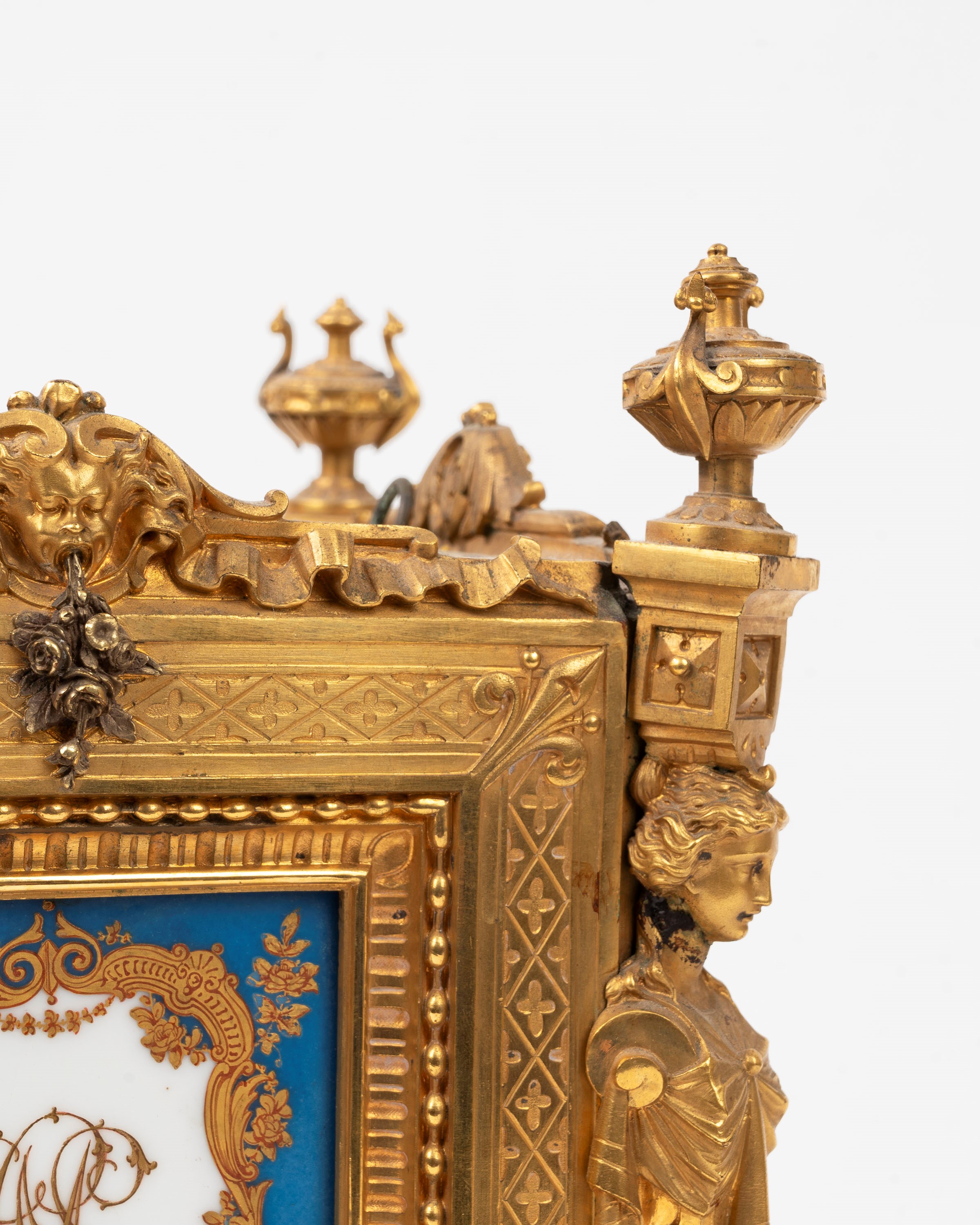 Importante Jardinier in Bronzo Dorato e Porcellana Napoleone III, Francia Secolo XIX