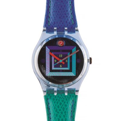 Kangaroo (GN402), Orologio da polso Swatch del 1994 con meccanismo al quarzo e cinturino in cuoio
