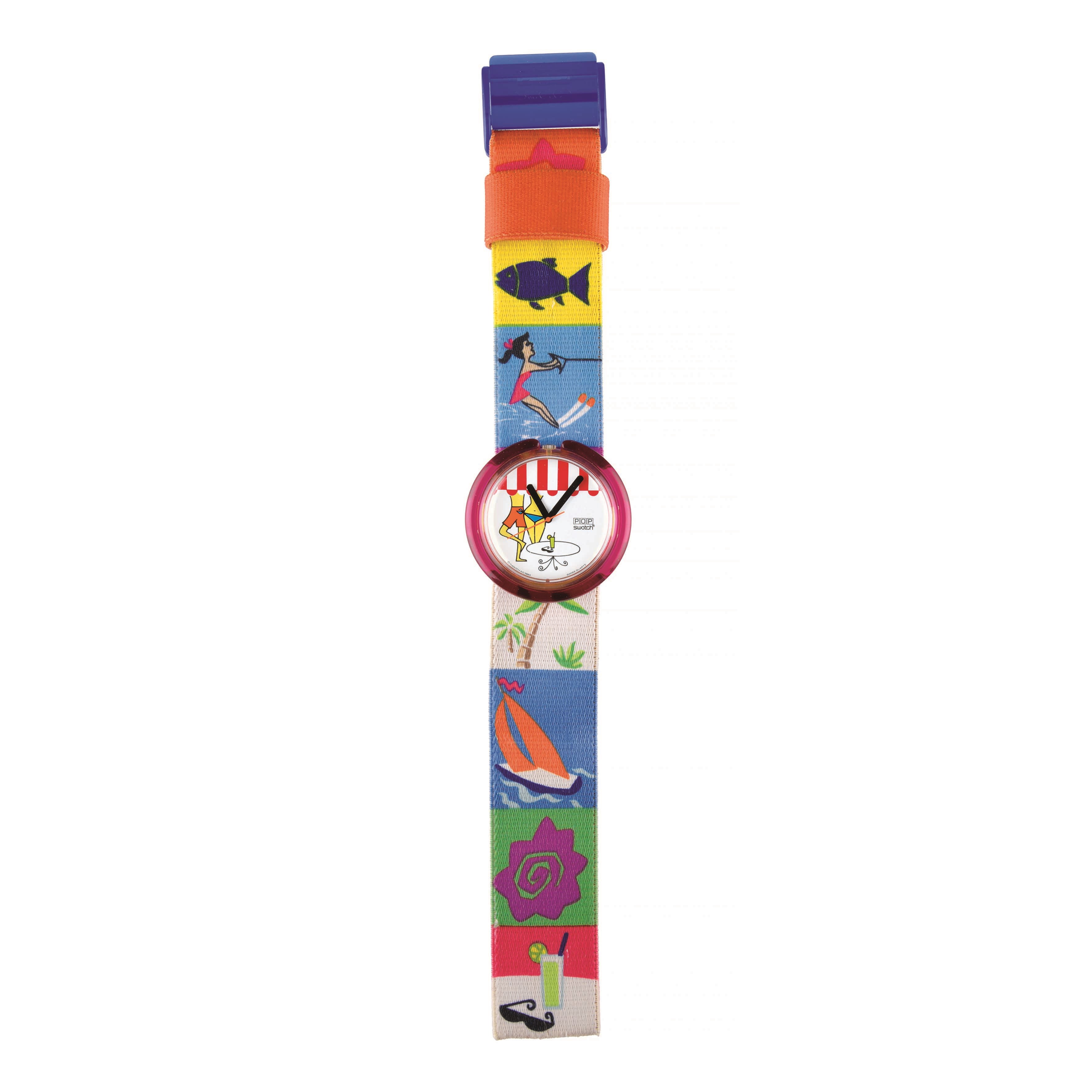 Swatch - Beach Cafe (PWK195), Orologio da polso in stoffa, meccanismo al quarzo