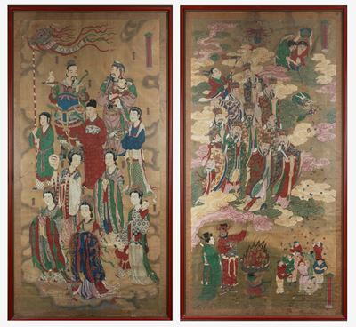 Due Importanti Dipinti su Seta, Cina Secoli XVIII - XIX