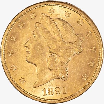 Moneta da 20 Dollari 'Liberty Head', San Francisco, 1891