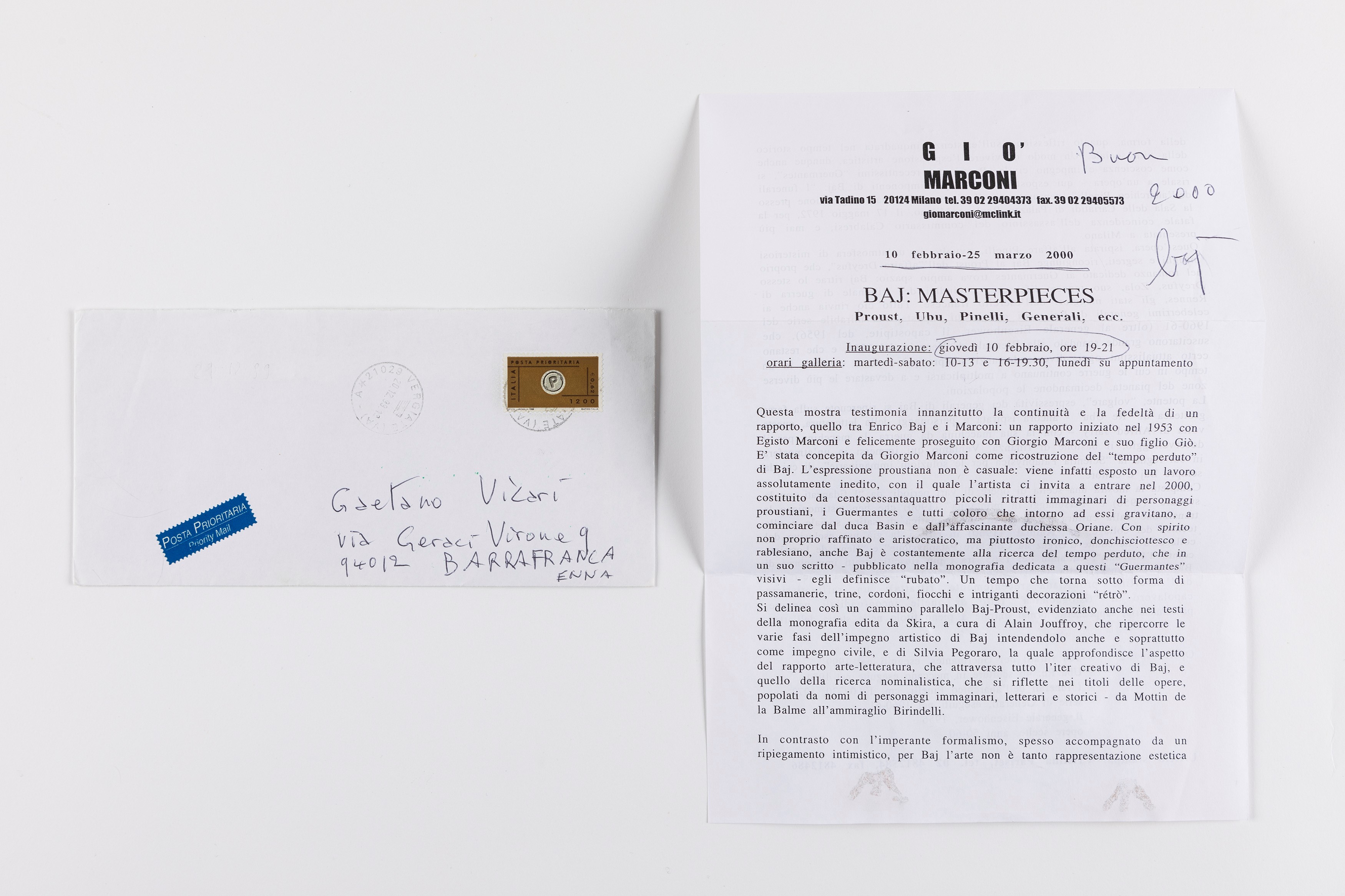 Collage su invito alla mostra 'Baj: Masterpieces'