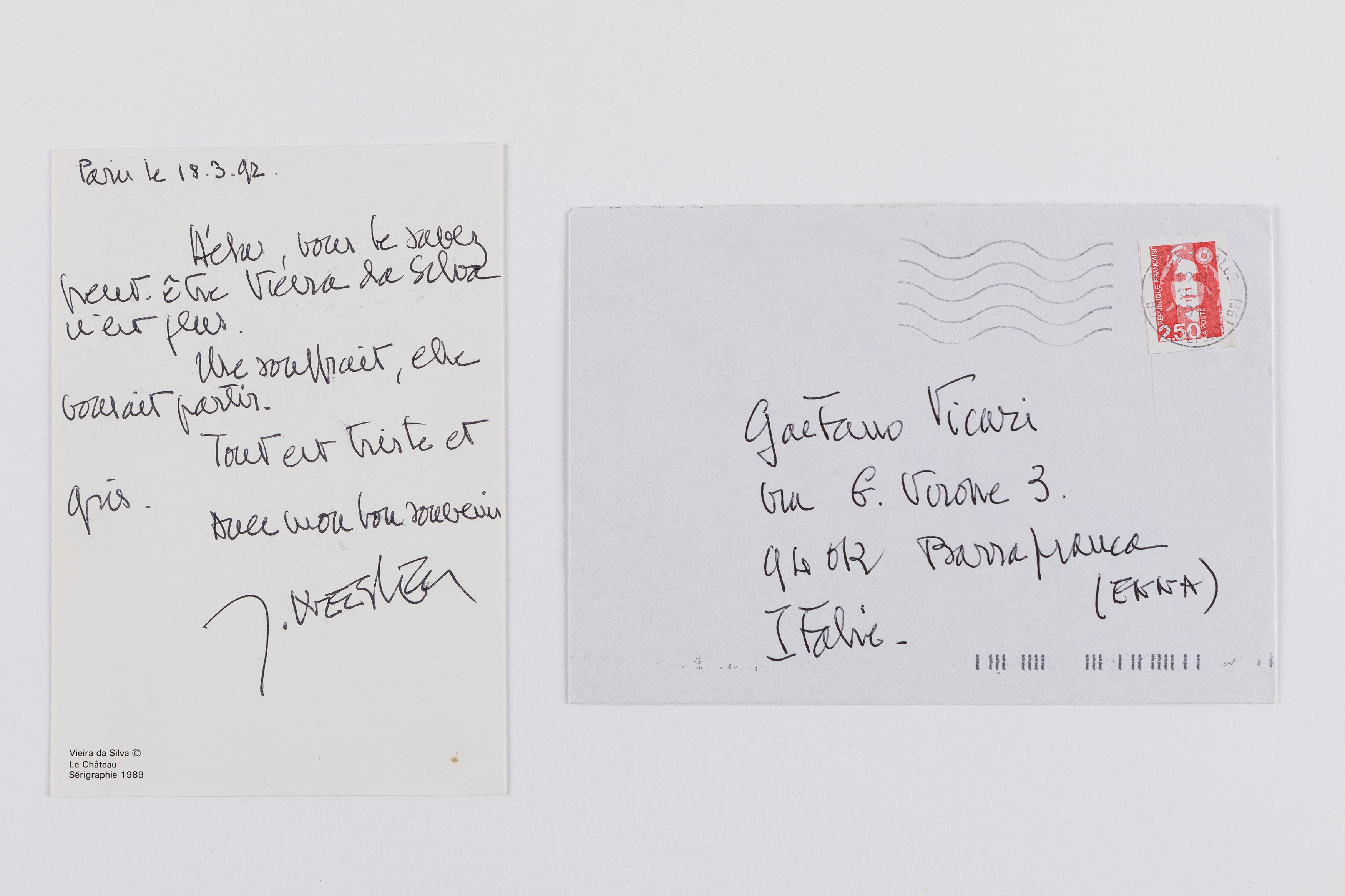Maria Helena Vieira da Silva - Senza titolo, cartolina, 1992
