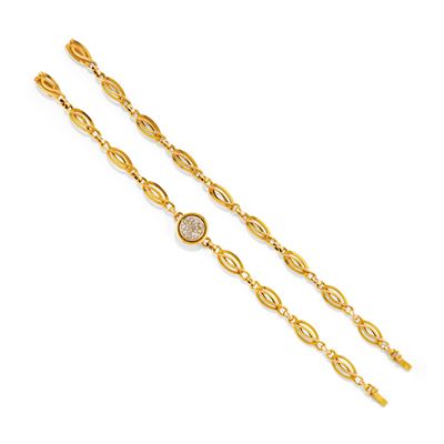Due bracciali in oro giallo 12k e argento con diamanti taglio rosa