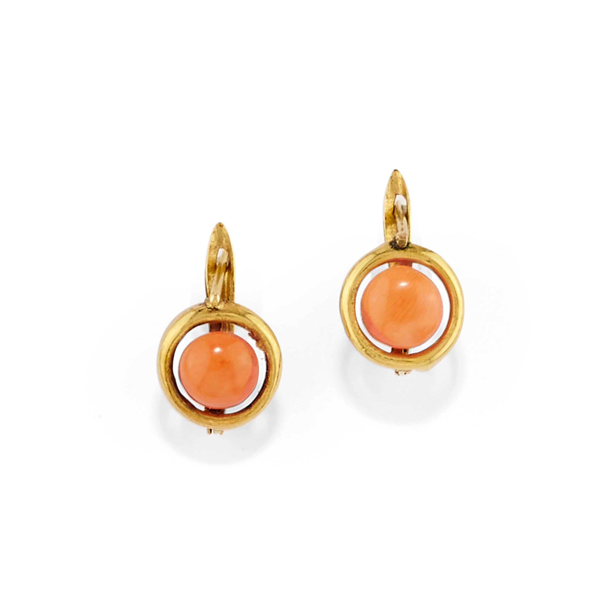 Orecchini in oro giallo 14k con corallo rosa e corallo rosso
