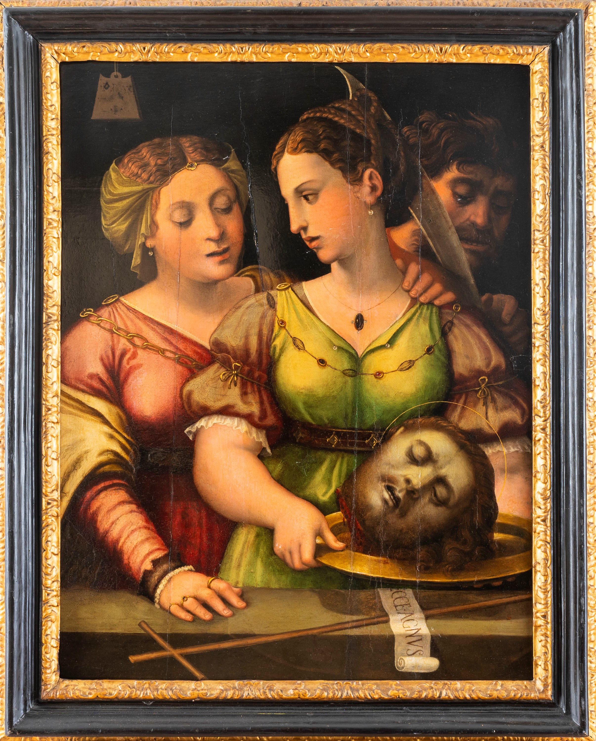 Scuola Veneta, Secolo XVI - Scuola veneta, Salomè con la testa del Battista, olio su tavola