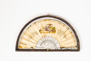 Fan with paper page and perforated mother-of-pearl ribs