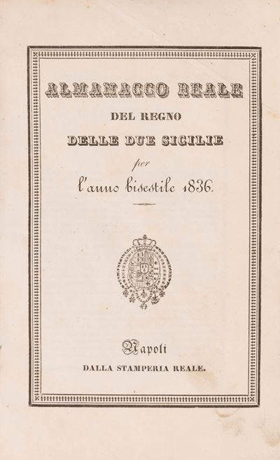 Almanacco Reale del Regno delle Due Sicilie per l'anno bisestile 1836