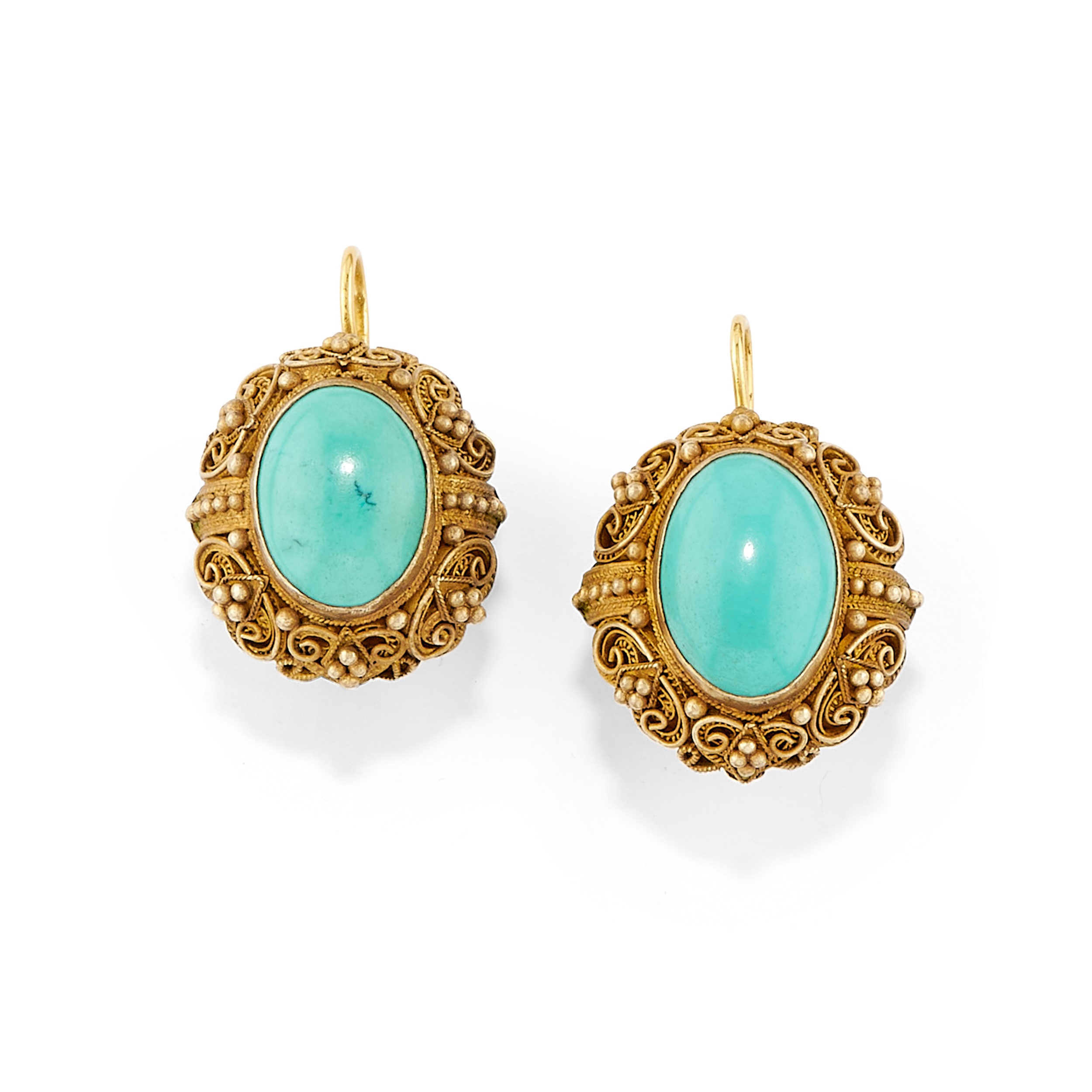 Parure in argento dorato con turchesi cabochon