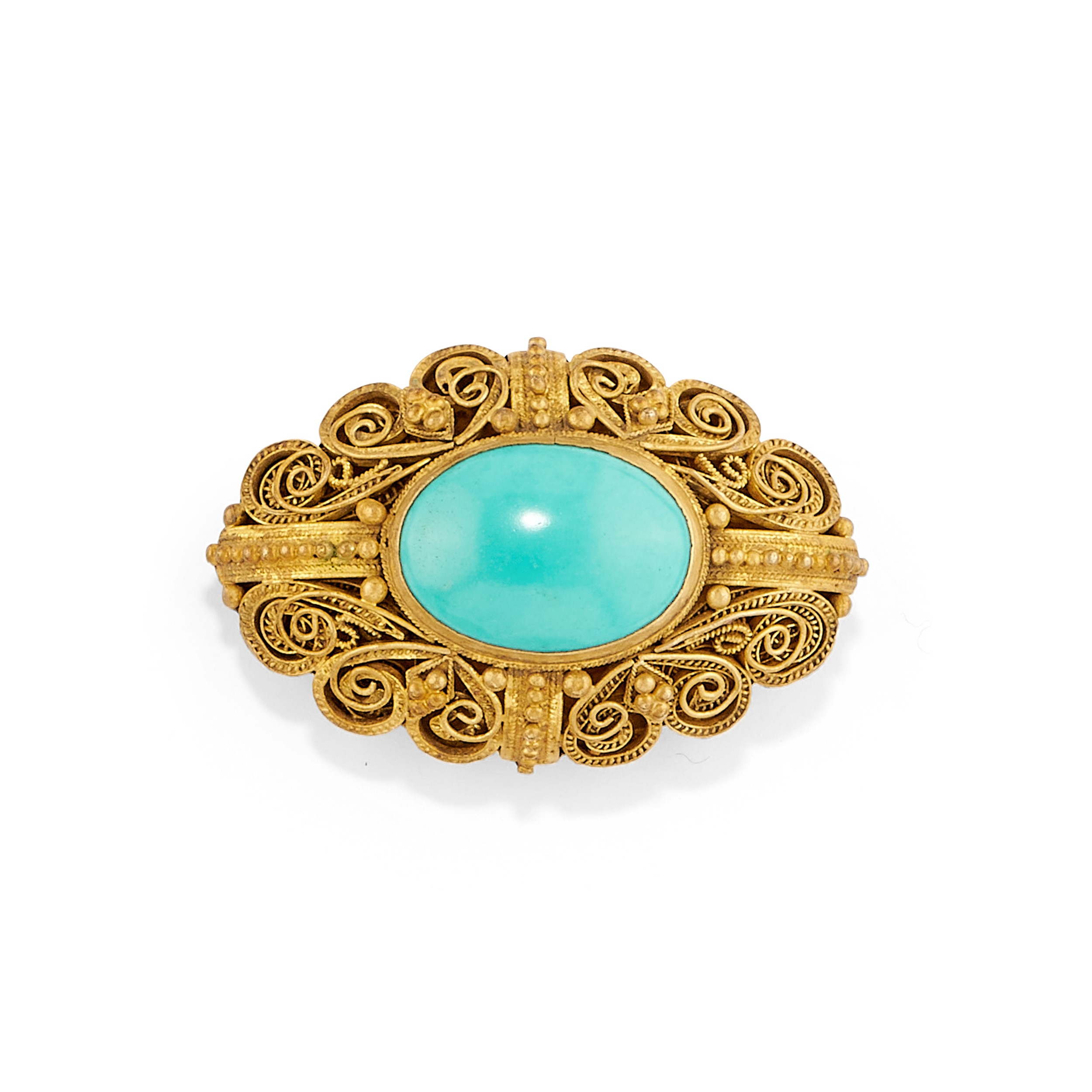 Parure in argento dorato con turchesi cabochon