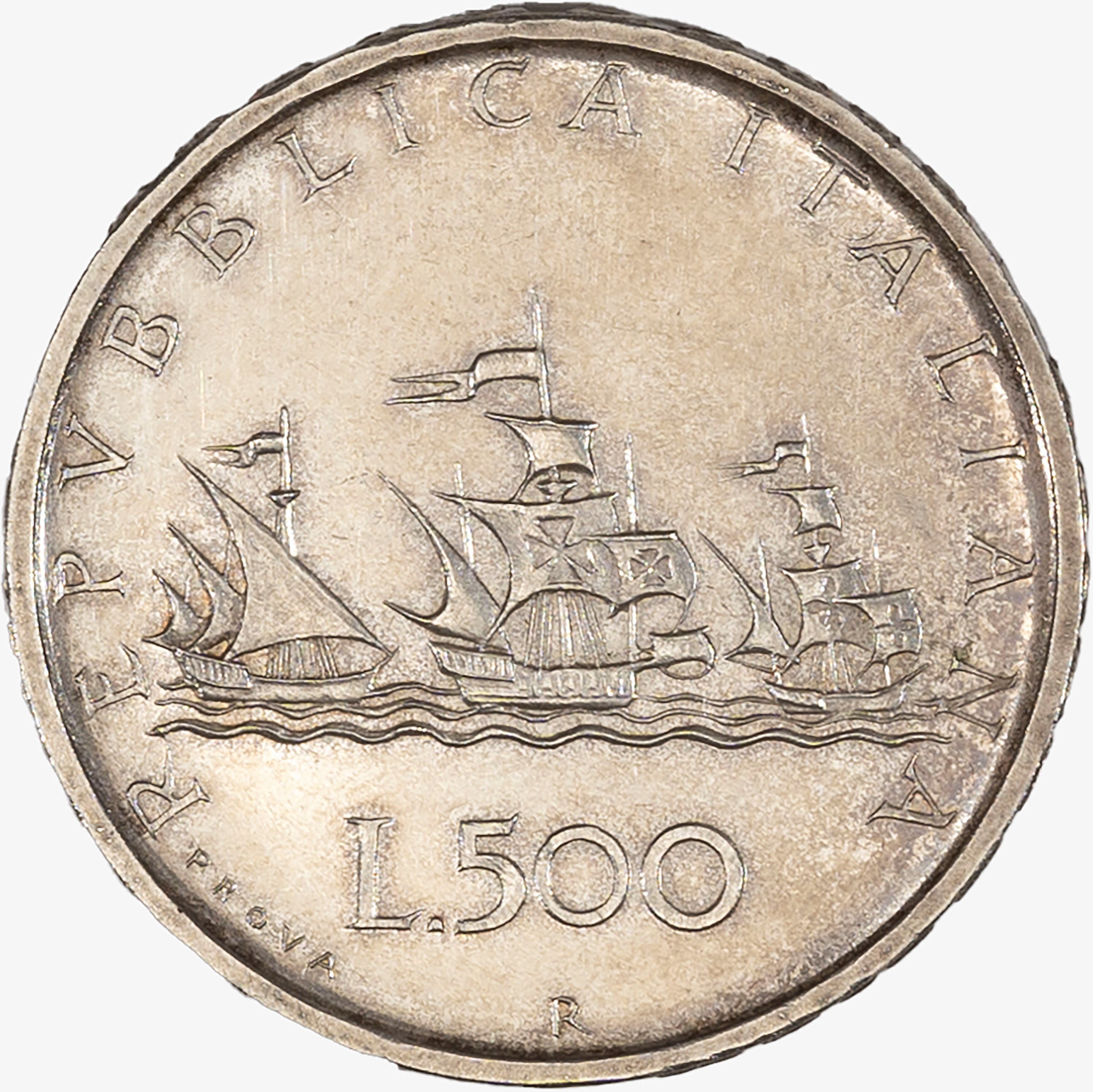 Repubblica Italiana - 500 Lire Caravelle 'Bandiere Rovesciate', 1957