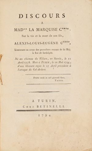 Ad Mariam Adelaidem Clothildem a Francia Sardiniae Reginam Augustissimam Esthereis