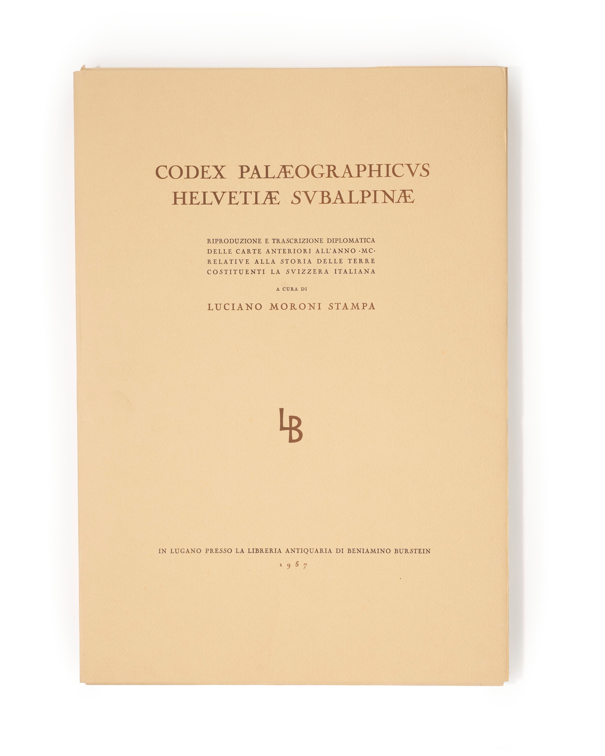 Codex Paleographicus Helvetiae Subalpina, 1957, in folio