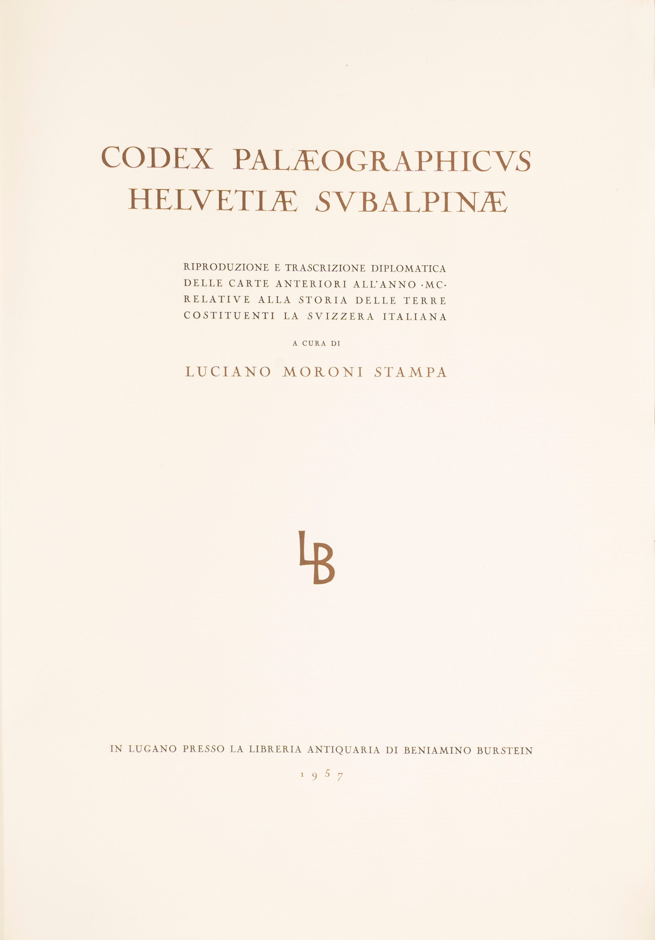 Codex Paleographicus Helvetiae Subalpina, 1957, in folio