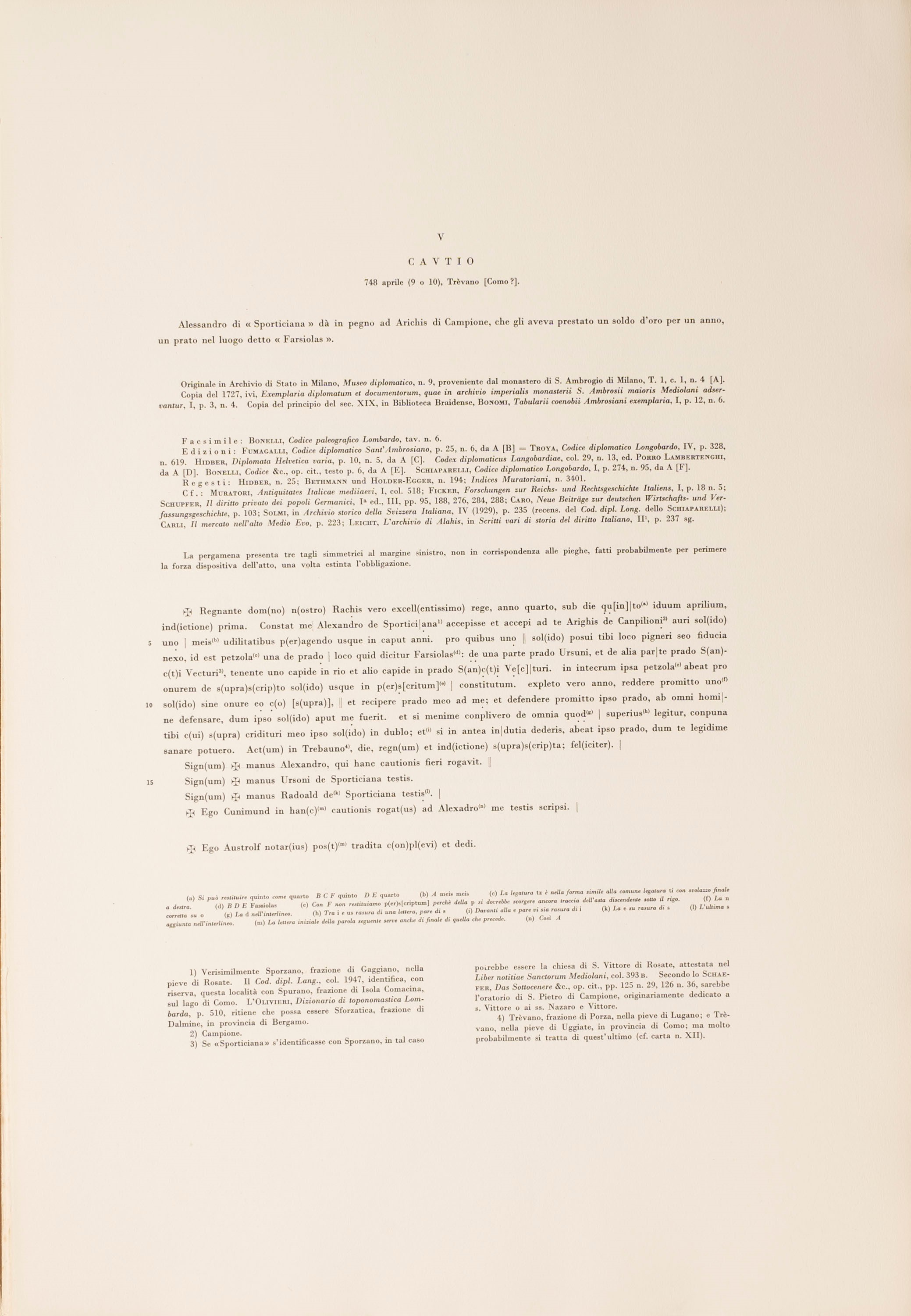 Codex Paleographicus Helvetiae Subalpina, 1957, in folio