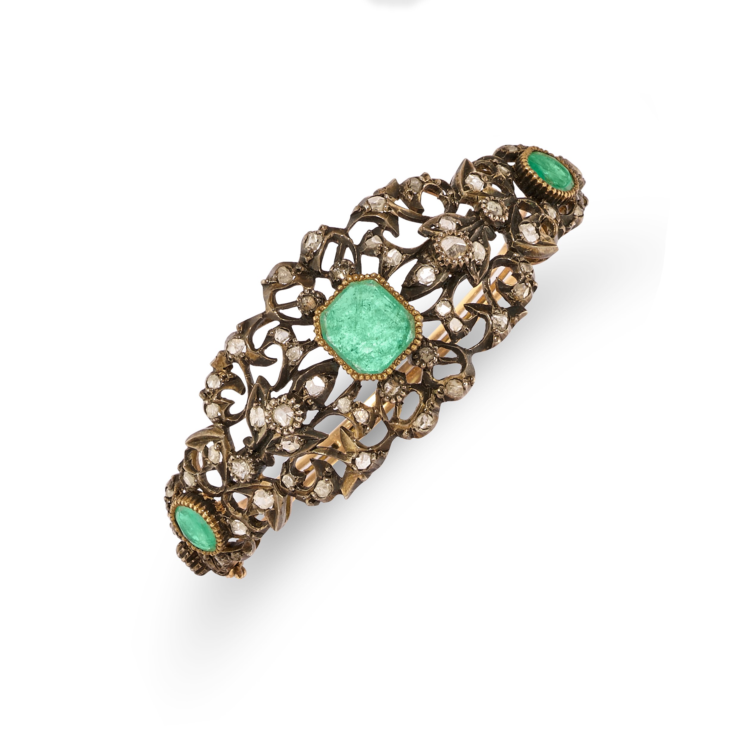Due bracciali in argento e oro giallo con diamanti e pietre preziose