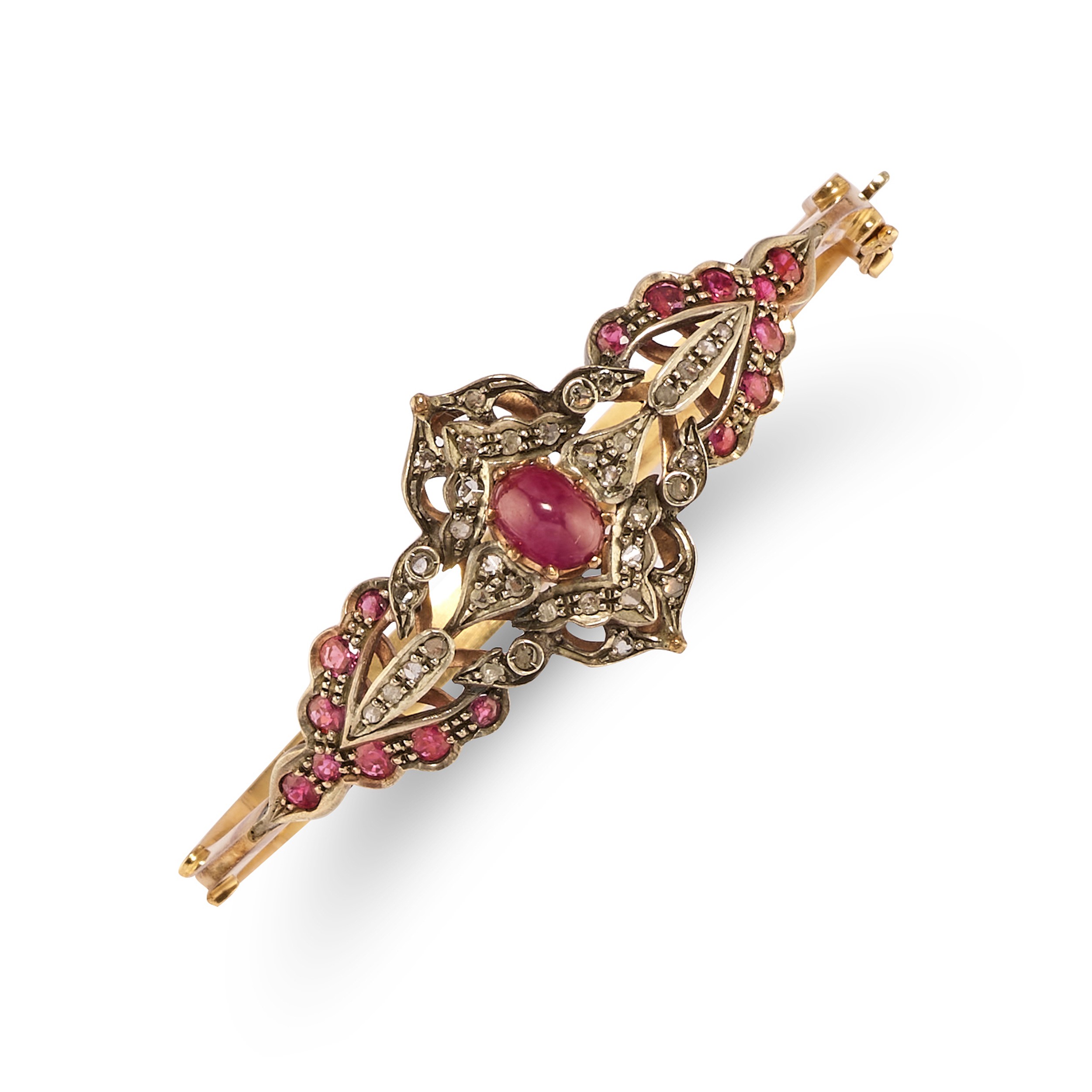 Due bracciali in argento e oro giallo con diamanti e pietre preziose