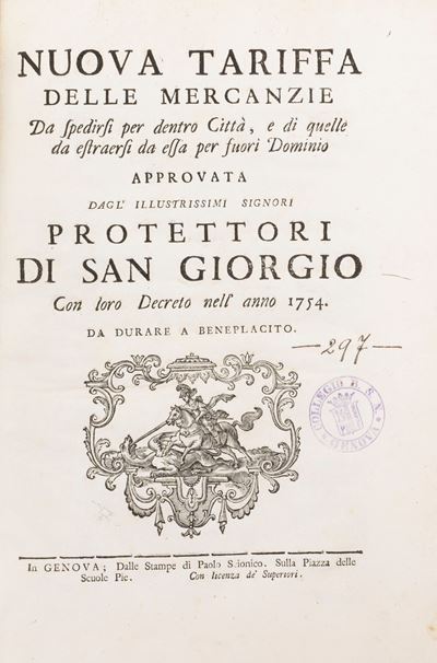 Paolo Scionico, Nuova Tariffa delle Mercanzie, 1754