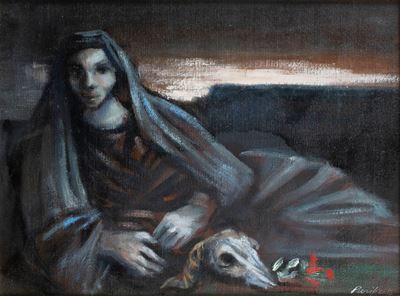 Figura Femminile Distesa con Bucranio