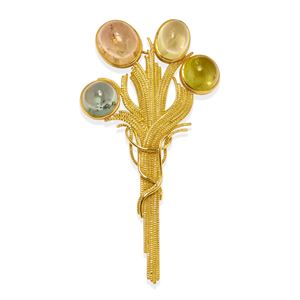 Brooch with coloured stones