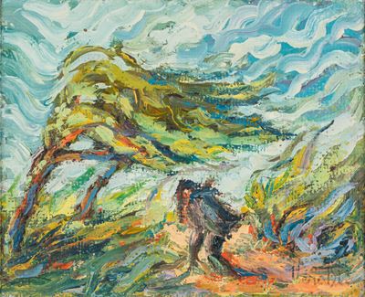 Colpo di vento, olio su masonite
