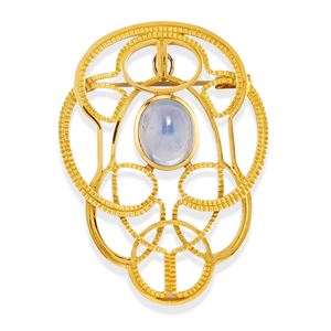 Brooch pendant with coloured stone