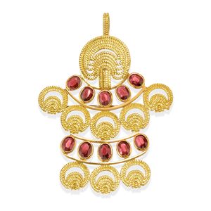 Brooch pendant with coloured stones