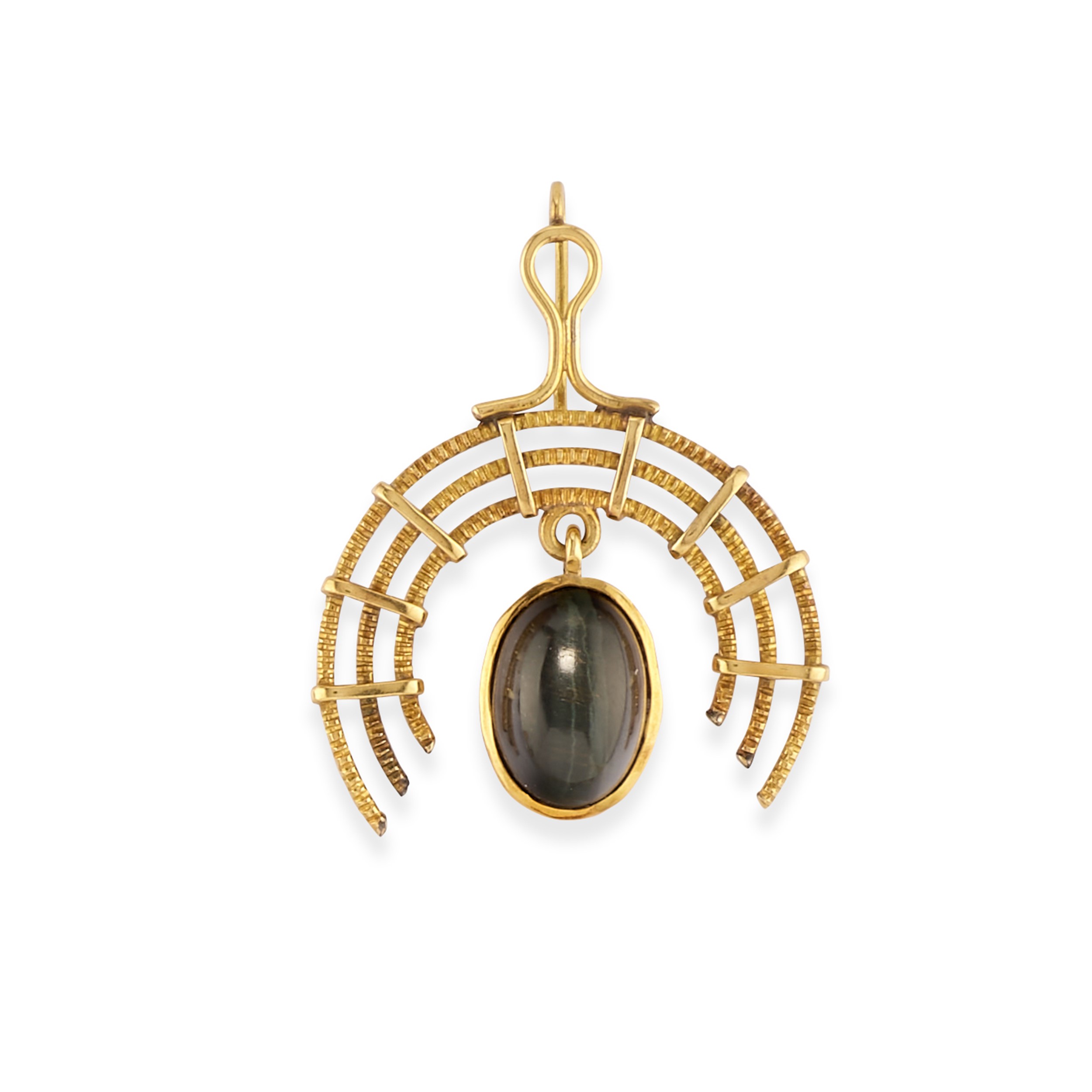 Pao Ying Wang - Due pendenti in oro giallo 18k con pietre dure ovali cabochon