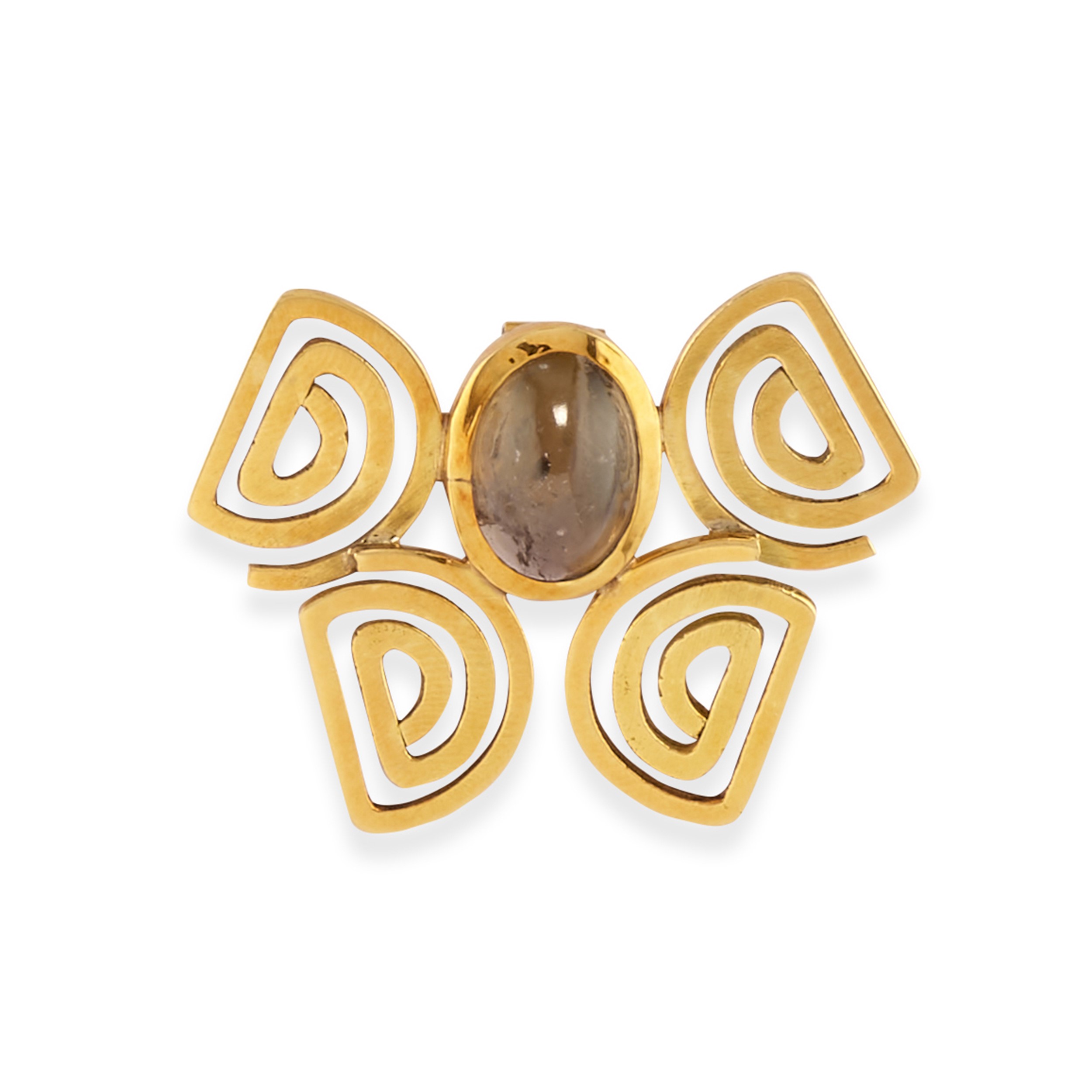 Pao Ying Wang - Due pendenti in oro giallo 18k con pietre dure ovali cabochon