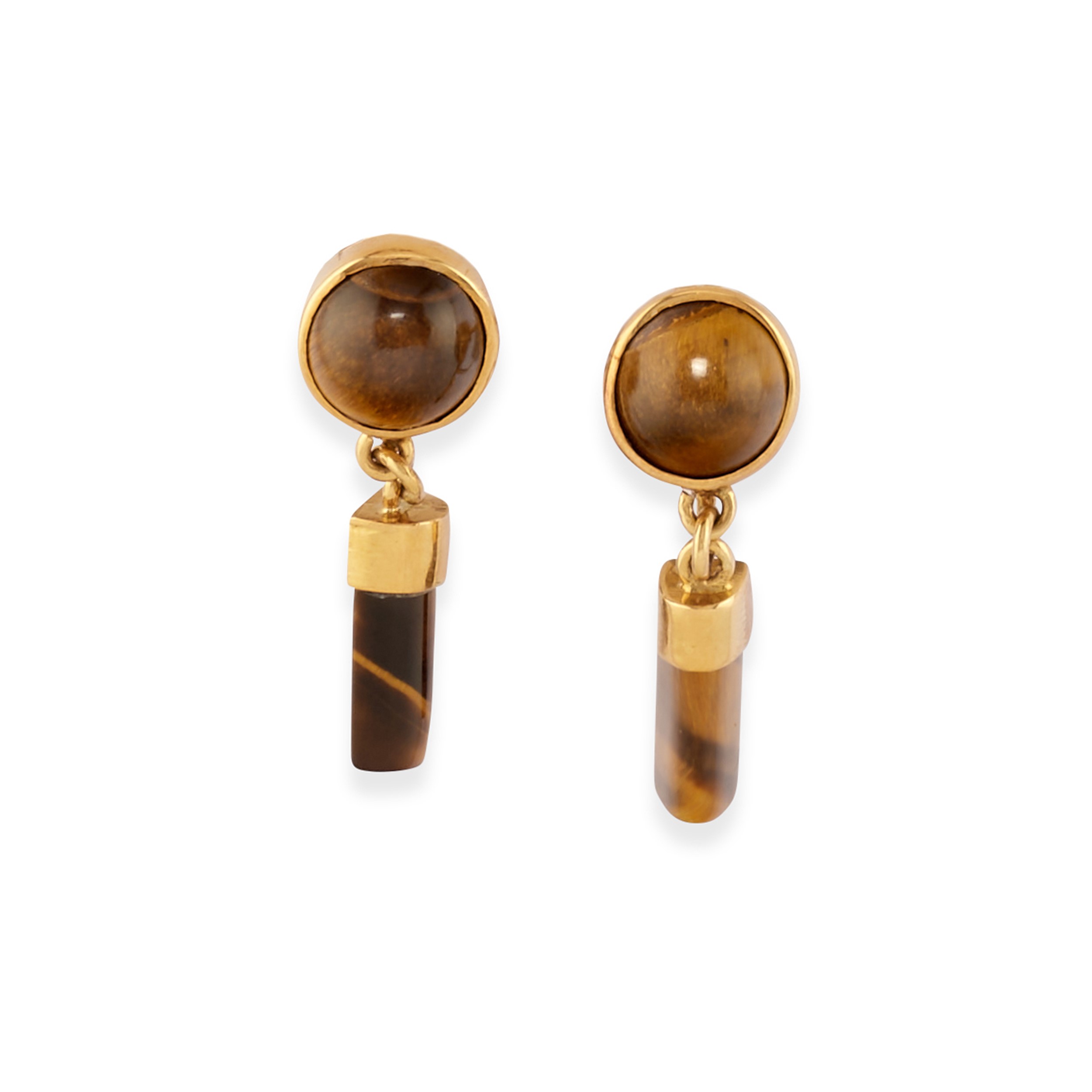 Pao Ying Wang - Tre coppie di orecchini in oro giallo 18k con pietre preziose
