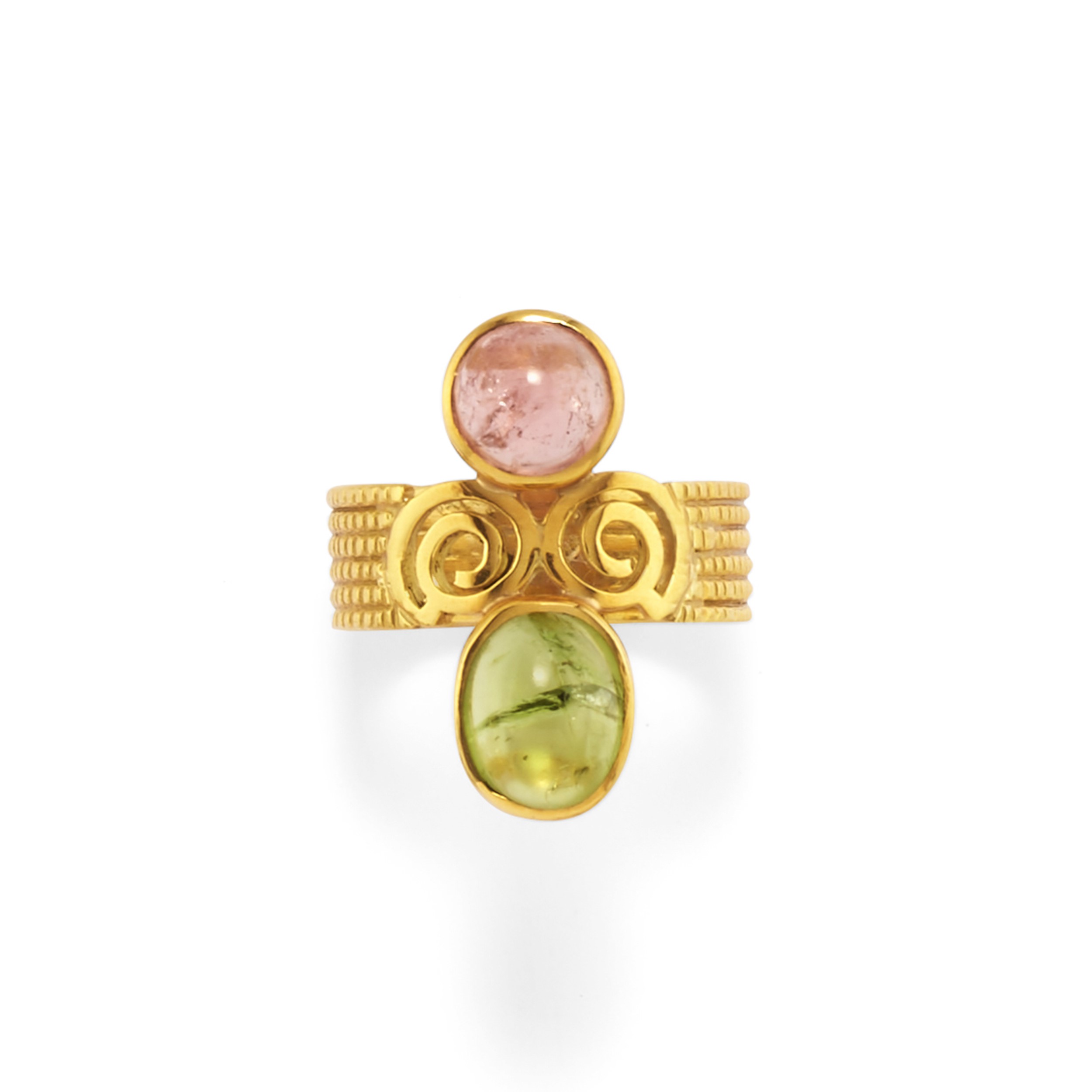 Pao Ying Wang - Tre anelli in oro giallo 18k con pietre colorate