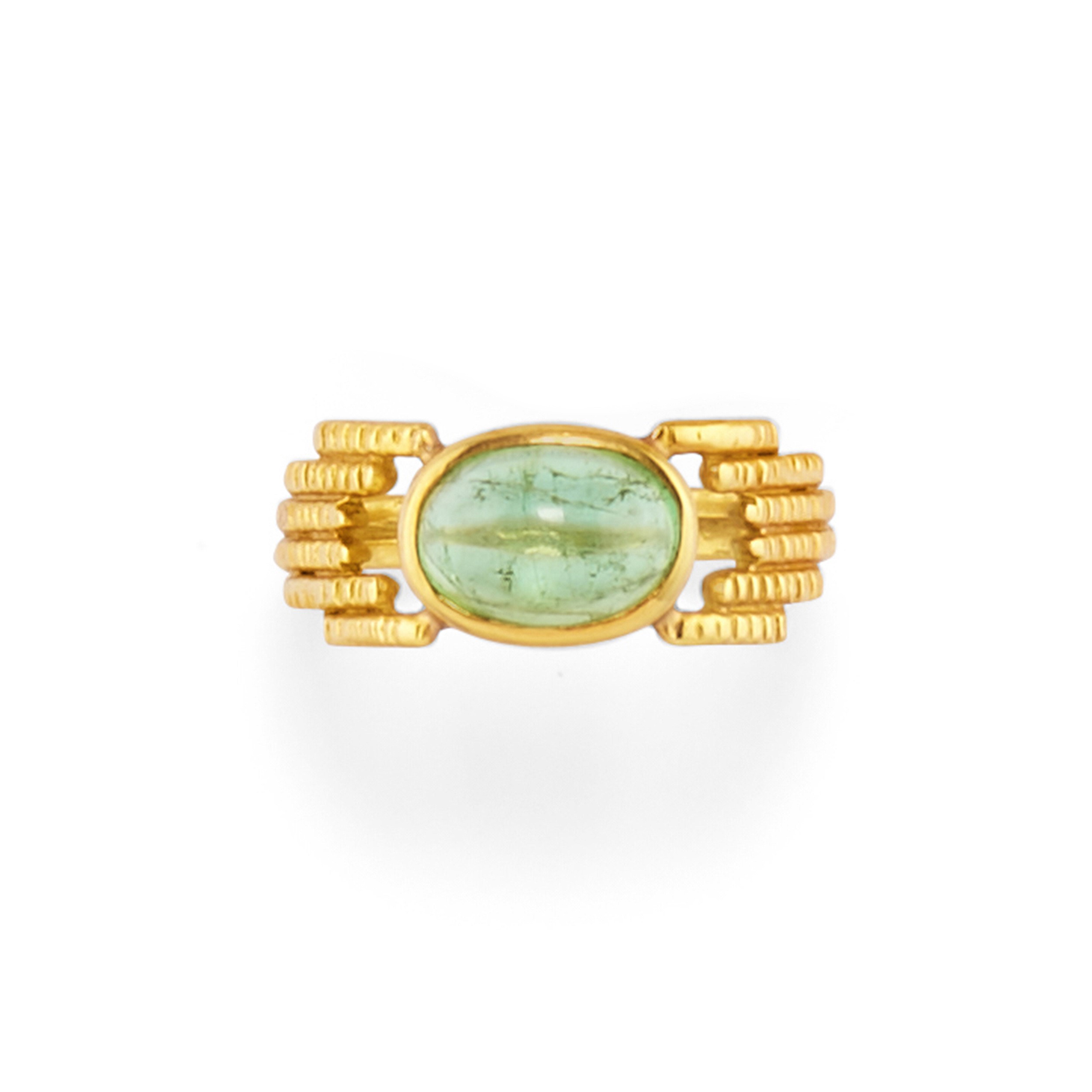 Pao Ying Wang - Tre anelli in oro giallo 18k con pietre preziose