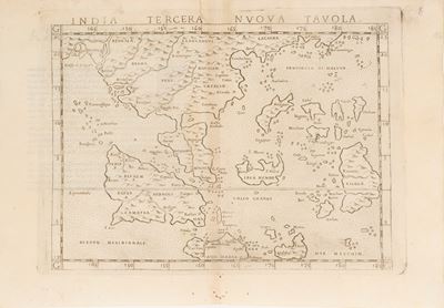 Tolomeo, India Tercera Nuova Tavola, incisione su rame del 1561