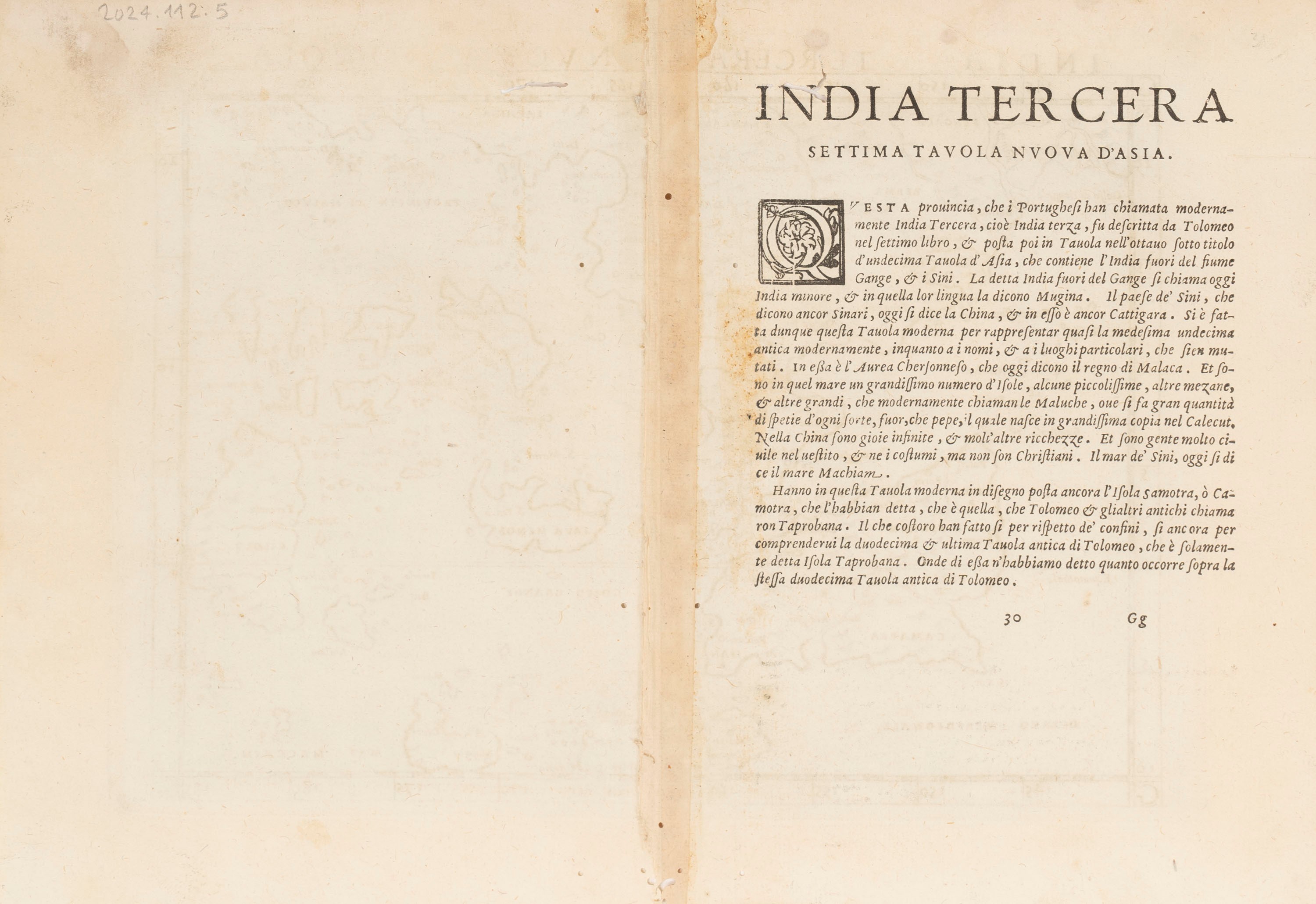 Tolomeo, Claudio - Ruscelli, Girolamo - Tolomeo, India Tercera Nuova Tavola, incisione su rame de...