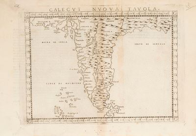 Tolomeo, Calecut Nuova Tavola, incisione su rame del 1561