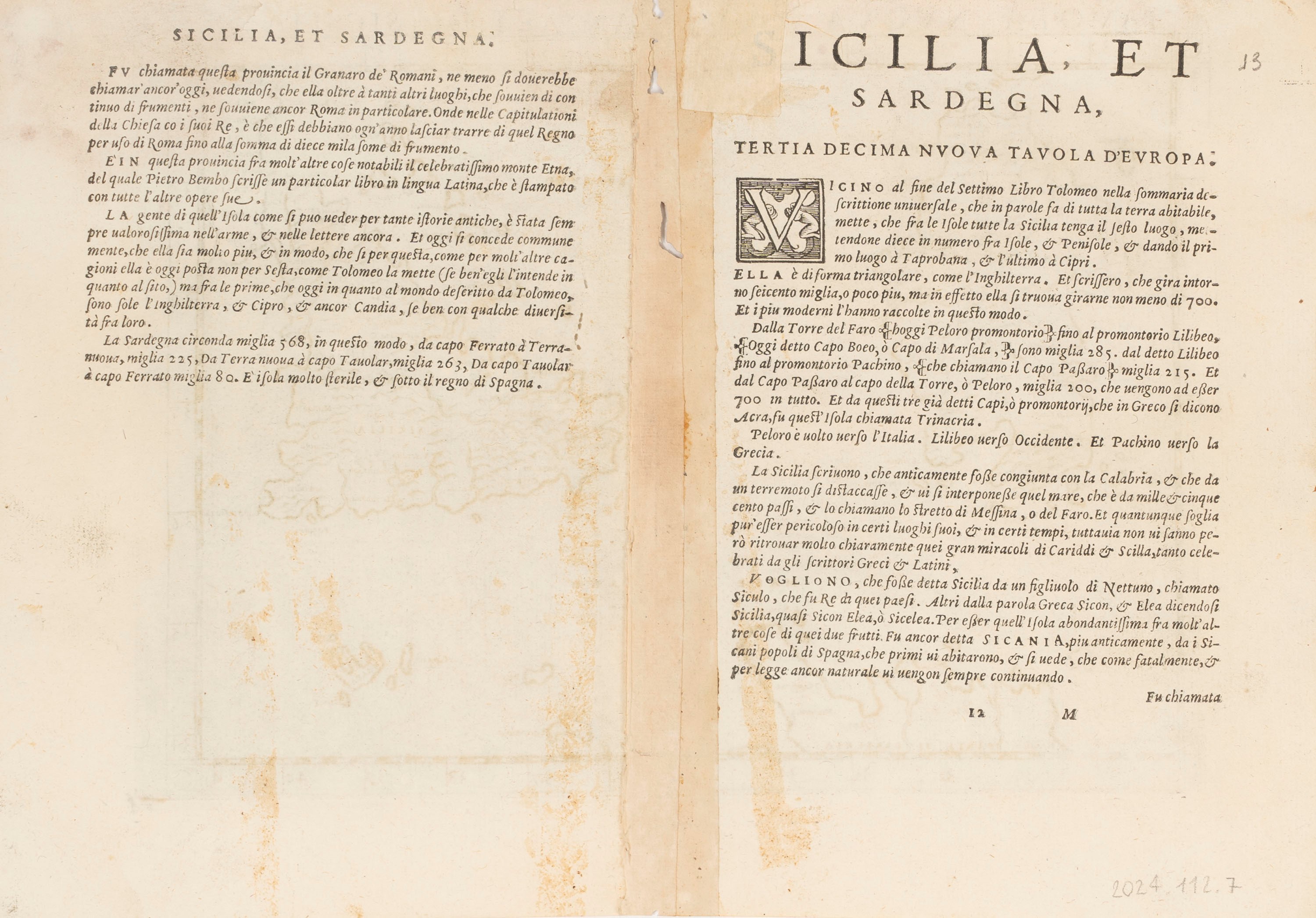 Tolomeo, Claudio - Ruscelli, Girolamo - Tolomeo, Tabula nuova di Sardigna et di Sicilia, incision...
