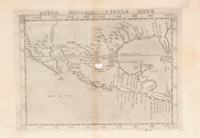 Tolomeo, Nueva Hispania Tabula Nova, incisione su rame del 1561