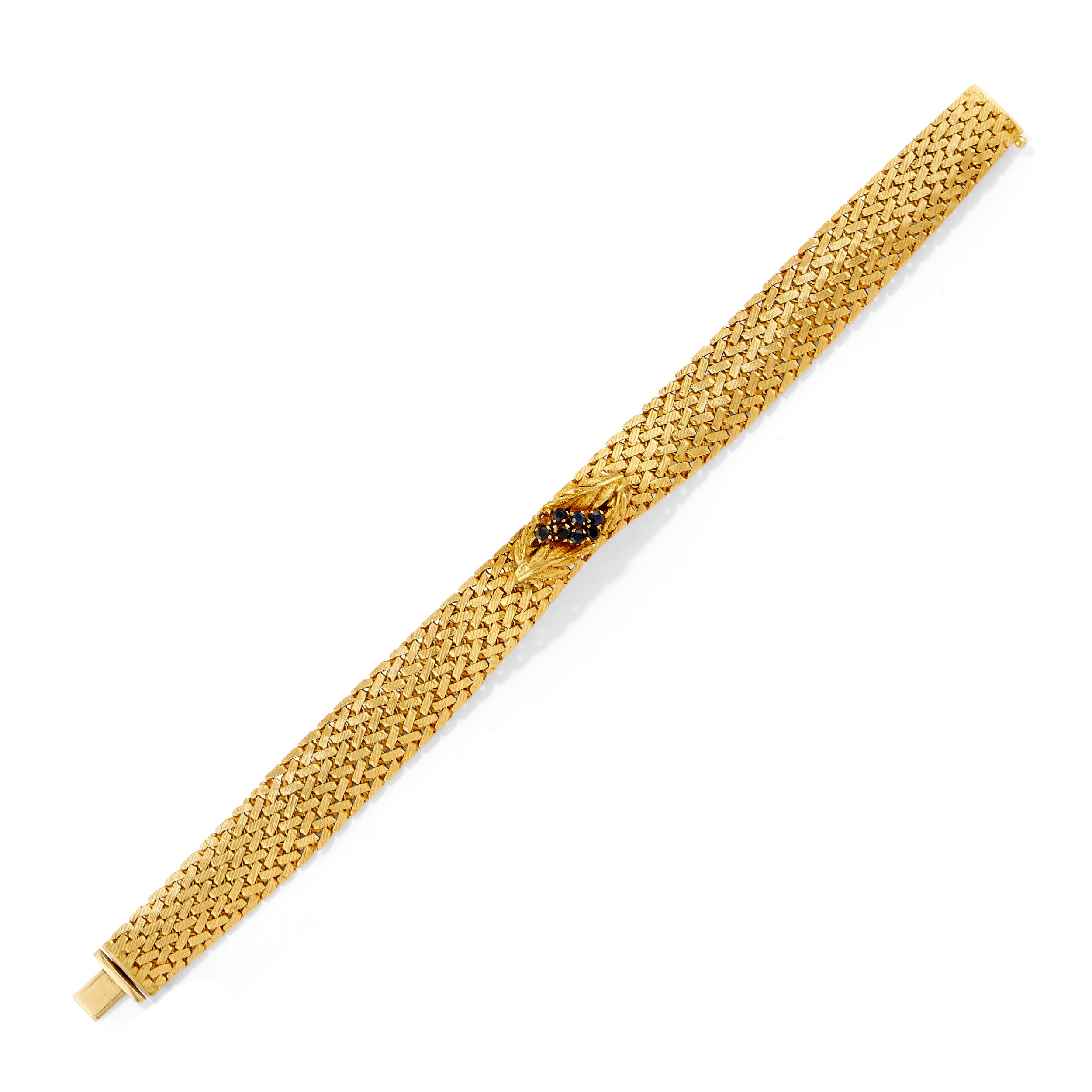 Bracciale e spilla in oro giallo 18k con zaffiri e perle coltivate