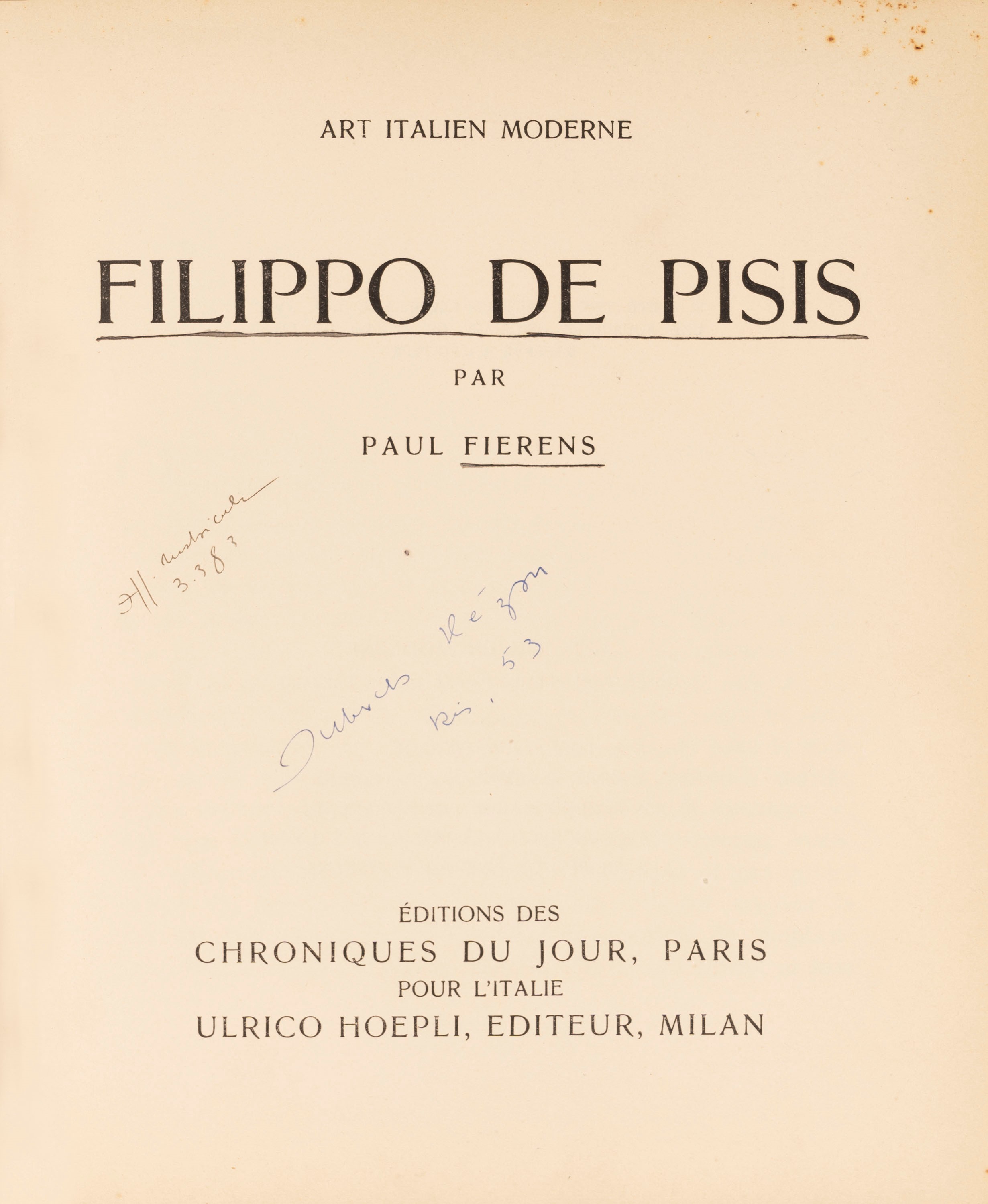 Filippo De Pisis - Par Paul Fierens, 1937, libro illustrato